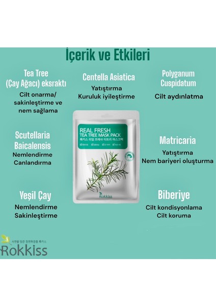 10x Tea Tree Mask- Çay Ağacı Özlü Yatıştırıcı Nemlendirici Yüz Maskesi 10 Adet indirimleri