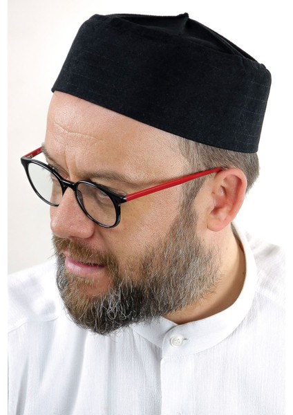 Kubbeli Sert Kalıp Takke - Siyah