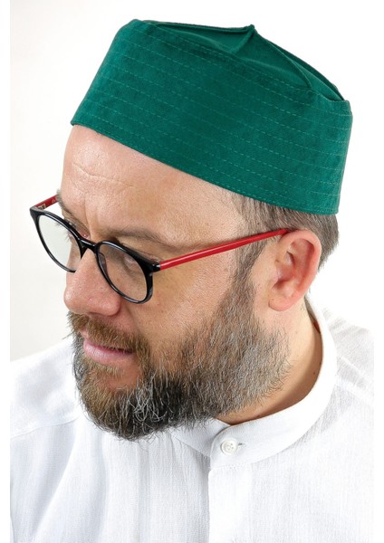 Kubbeli Sert Kalıp Takke - Yeşil