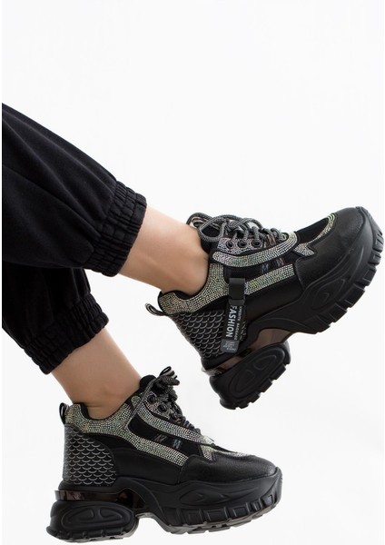 Ithal Taş Detaylı Deri Kadın Spor Ayakkabı 24Y457-1 Siyah fiyatları