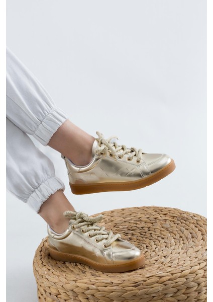 Giselle Lazer Baskılı Kauçuk Taban Kadın Spor Ayakkabı Altın fiyatları