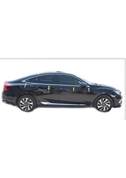 Honda Civic Krom Cam Çıtası 8 Parça P.çelik 2016-2020 Paslanmaz Çelik