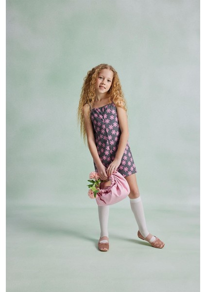 Kız Çocuk Cep Detaylı Fitilli Tulum