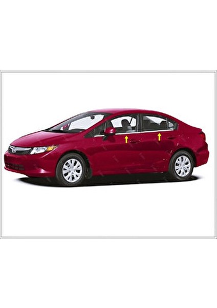 Honda Civic Krom Cam Çıtası 4 Prç. 2012 Üzeri P. Çelik