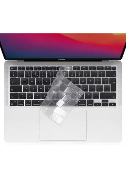 Macbook Pro 13 Inc 2020 M1 A2338 / A2251 / A2289 ile Uyumlu Türkçe Q Klavye Silikon Koruyucu Kılıf