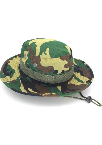 Beyaz Stil Kamuflaj Benni Şapka Askeri Balıkçı Şapka Yuvarlak Kenarlı Şapka Kamuflaj Erkek Balıkçılık Dağcılık Yürüyüş Avcılık Şapka (Yurt Dışından)
