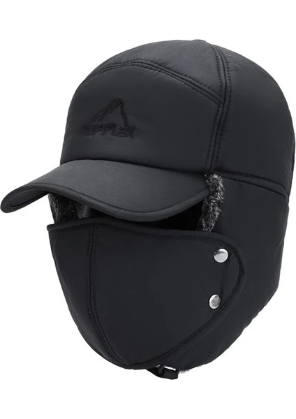 Siyah Stil 1 Adet Yeni Spor Kap Balıkçılık Kış Termal Şapkalar Erkek Kadın Moda Kulak Koruyucu Yüz Rüzgar Geçirmez Kayak Kap Kadife Kalınlaşmak Çift Şapka (Yurt Dışından)