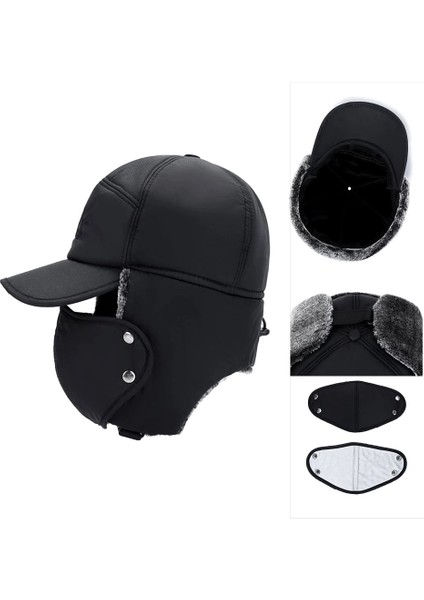 Siyah Stil 1 Adet Yeni Spor Kap Balıkçılık Kış Termal Şapkalar Erkek Kadın Moda Kulak Koruyucu Yüz Rüzgar Geçirmez Kayak Kap Kadife Kalınlaşmak Çift Şapka (Yurt Dışından) fiyatları