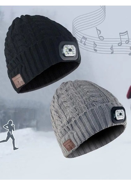 Gri Tarzı 2019 LED Işık Kablosuz Bluetooth Şapka Bere Müzik Örme Şapka Koşu Şapka Spor Kap Siyah Gri USB Şarj Açık Koşu Için (Yurt Dışından) fırsatları