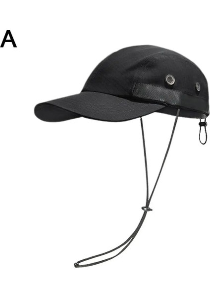 Siyah Stil Yaz Katlanır Balıkçı Şapkası Beyzbol Şapkası Açık Nefes Kamp Yürüyüş Şapkası Çabuk Kuruyan Trekking Şapka Güneş Şapkası Erkek Kadın (Yurt Dışından)