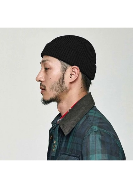 Sarı Stil Moda Erkek Bere Kış Örgü Şapka Erkek Kafatası Denizci Kap Manşetleri Retro Donanma Kısa Şapka Düz Renk Unisex Sonbahar Sıcak (Yurt Dışından) modelleri