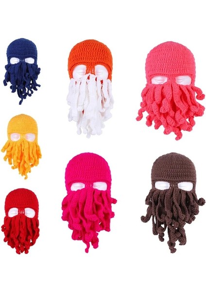 Q Stili Erkekler Kadınlar Komik Kapaklar Açık Kış Rüzgar Geçirmez Sıcak Ahtapot Bıyık Şapka Kamp Seyahat Için (Yurt Dışından) modelleri