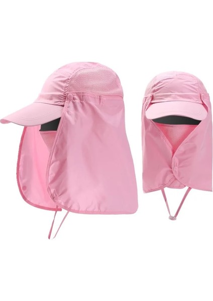Pembe Tarzı Açık Spor Yürüyüş Kamp Vizör Şapka Uv Koruma Yüz Boyun Kapağı Su Derece Koruma Kapağı (Yurt Dışından)