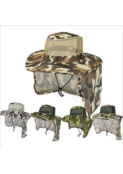 Haki Tarzı Balıkçı Şapkası Geniş Kenarlı Nefes Örgü Unisex Açık Spor Balıkçılık Yürüyüş Şapka Uv Koruma Yüz Boyun Flap Adam Güneşlikli Kep (Yurt Dışından) fiyatları