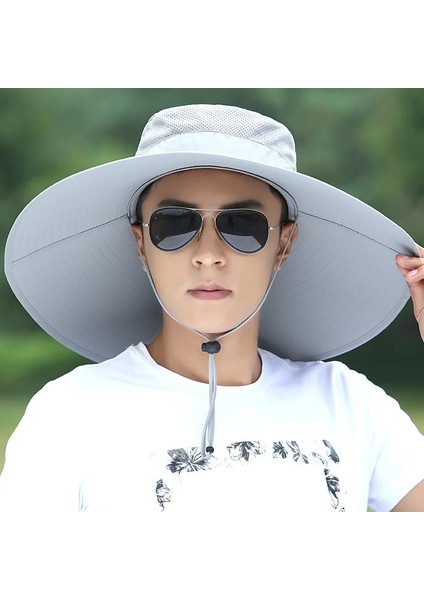 Gri Tarzı S Beden Açık Erkek Kadın Tırmanma Balıkçılık Güneş Koruyucu Büyük Kap Yaz Yürüyüş Seyahat Kampı Ayarlanabilir Gölge Nefes Güneş Şapkası Balıkçı Şapkası (Yurt Dışından)