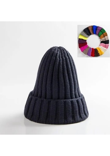 Liangduo Shop C Tarzı 1 Adet Unisex Şapka Pamuk Karışımları Katı Sıcak Yumuşak Örgü Şapkalar Erkekler Kışlık Şapkalar Kadın Skullies Beanies (Yurt Dışından)