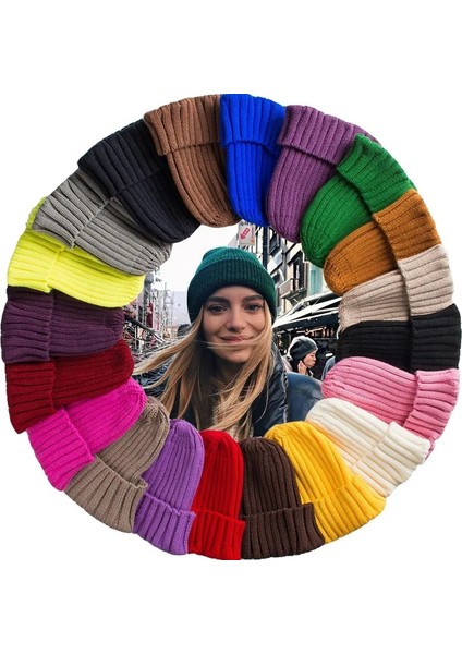 Liangduo Shop C Tarzı 1 Adet Unisex Şapka Pamuk Karışımları Katı Sıcak Yumuşak Örgü Şapkalar Erkekler Kışlık Şapkalar Kadın Skullies Beanies (Yurt Dışından)