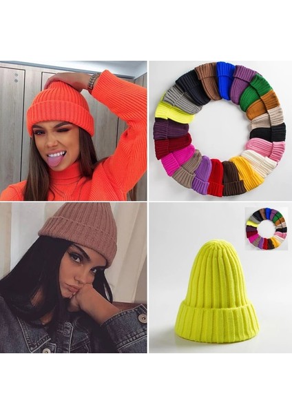 Liangduo Shop C Tarzı 1 Adet Unisex Şapka Pamuk Karışımları Katı Sıcak Yumuşak Örgü Şapkalar Erkekler Kışlık Şapkalar Kadın Skullies Beanies (Yurt Dışından)