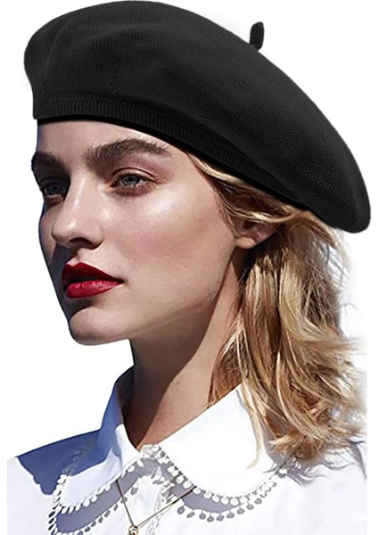 Siyah Stil M Boyutu Bayan Bere Sonbahar Kış Hafif Nefes Alabilen Moda Düz Renk Kaput (Yurt Dışından)