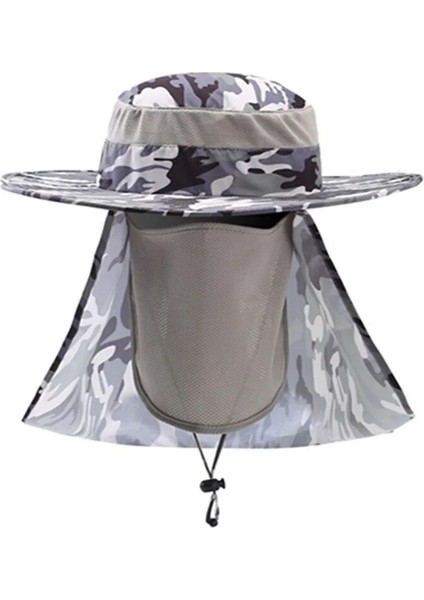No.1 Stili S Beden Yaz Erkek Kamuflaj Örgü Nefes Güneş Şapkası Açık Yürüyüş Seyahat Sürme Balıkçılık Hızlı Kuru Anti-Sivrisinek Güneşlik Kap (Yurt Dışından) fırsatları