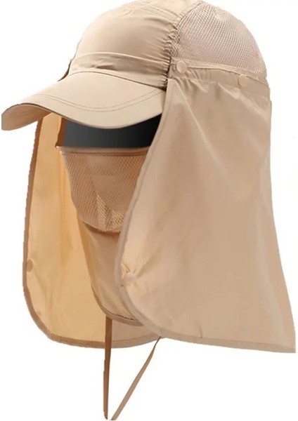 Haki Tarzı Güneş Şapkası Çok Fonksiyonlu Ultraviyole Koruma Koruma Kapağı Nefes Balıkçılık Avcılık Yürüyüş Şapkası Ev Ddark Mavi (Yurt Dışından)