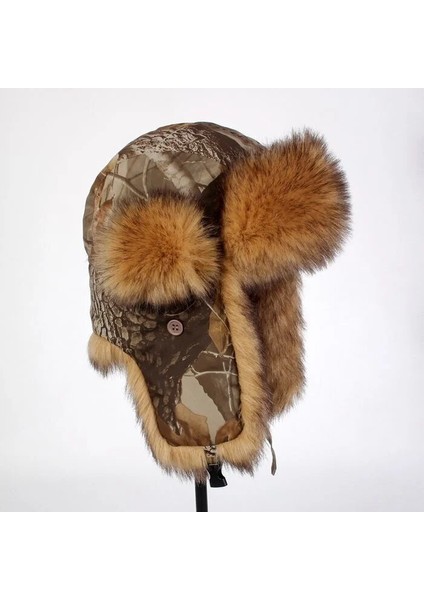 No.1 Stili Xl Boyutu cm Erkek Kadın Kış Kayak Sürme Sıcak Pamuk Şapka Açık Rüzgar Geçirmez Termal Yürüyüş Balıkçılık Kamuflaj Yapay Yün Kap (Yurt Dışından)