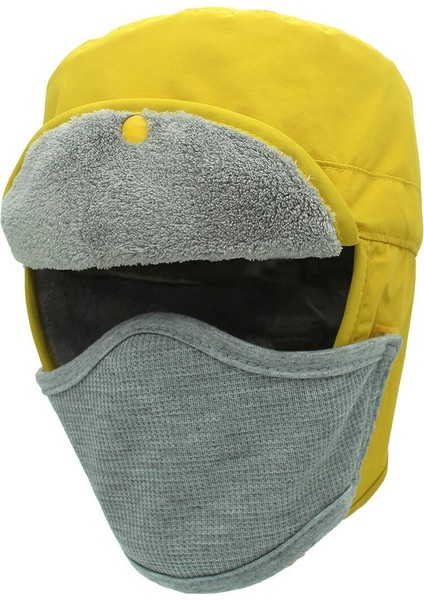 Sarı Stil L Boyutu Kış Ayrılabilir Maske Su Geçirmez Termal Polar Kap Açık Spor Binme Avcılık Tırmanma Yürüyüş Sıcak Rüzgar Geçirmez Şapka cm (Yurt Dışından)