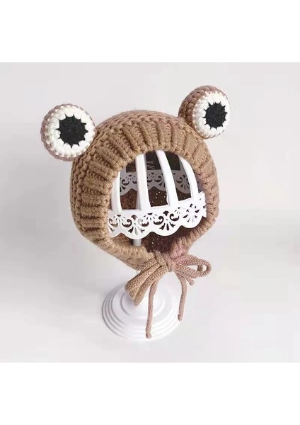 Haki Tarzı Bebek Unisex Örme Şapka Kış Kafa Bandı Şapka Sevimli Karikatür Kurbağa Büyük Gözler Kış Kulaklığı Kap Fotoğraf Sahne Şapkalar Yeni ASD88 (Yurt Dışından)