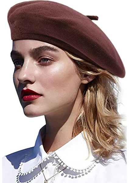 Kahve Tarzı M Boyutu Bayan Bere Sonbahar Kış Hafif Nefes Alabilen Moda Düz Renk Kaput (Yurt Dışından)