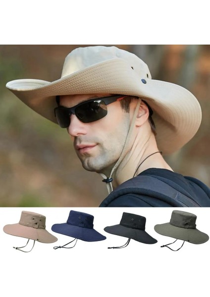Siyah Stil Erkekler Güneş Şapkası Örgü Ipli Paketlenebilir Rüzgar Geçirmez Güneş Koruma Çabuk Kuruyan Yaz Anti-Uv Balıkçı Kap Dış Mekan Malzemeleri (Yurt Dışından) fiyatları