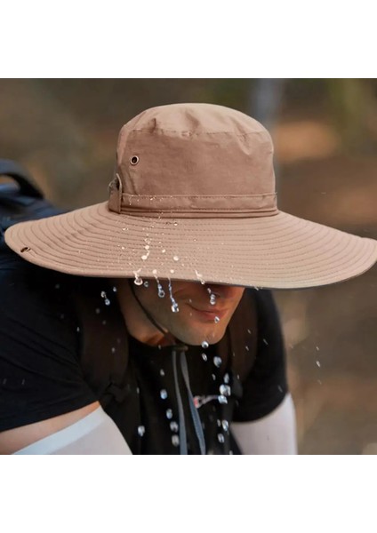 Siyah Stil Erkekler Güneş Şapkası Örgü Ipli Paketlenebilir Rüzgar Geçirmez Güneş Koruma Çabuk Kuruyan Yaz Anti-Uv Balıkçı Kap Dış Mekan Malzemeleri (Yurt Dışından) indirimleri