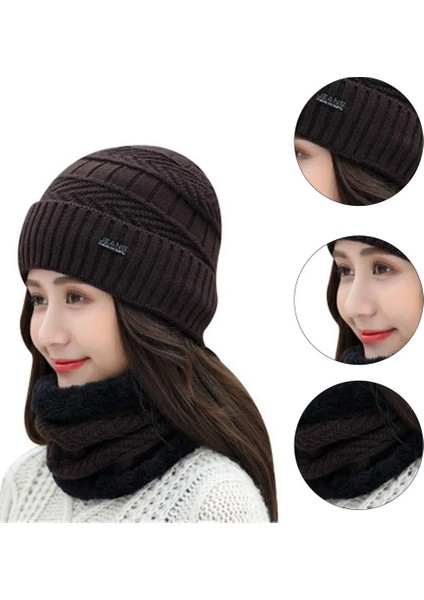 Kahverengi Tarzı Yüksek Li Moda Önlük Şapka Çift Kullanımlı Şapkalar Sonbahar ve Kış Artı Kadife Kalın Şapkalar Moda Örgü Sıcak Kap Moda Soğuk Kapaklar (Yurt Dışından) fiyatları