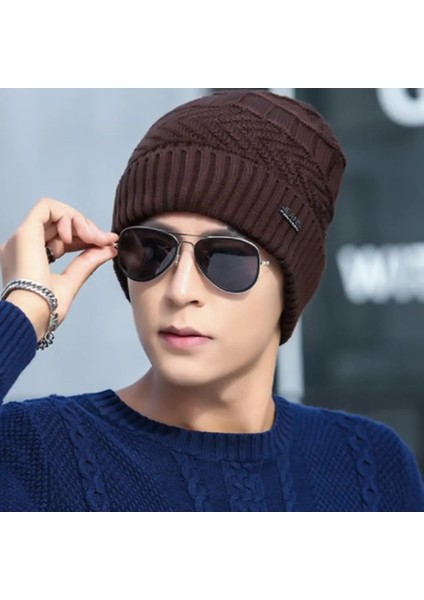 Kahverengi Tarzı Yüksek Li Moda Önlük Şapka Çift Kullanımlı Şapkalar Sonbahar ve Kış Artı Kadife Kalın Şapkalar Moda Örgü Sıcak Kap Moda Soğuk Kapaklar (Yurt Dışından) modelleri
