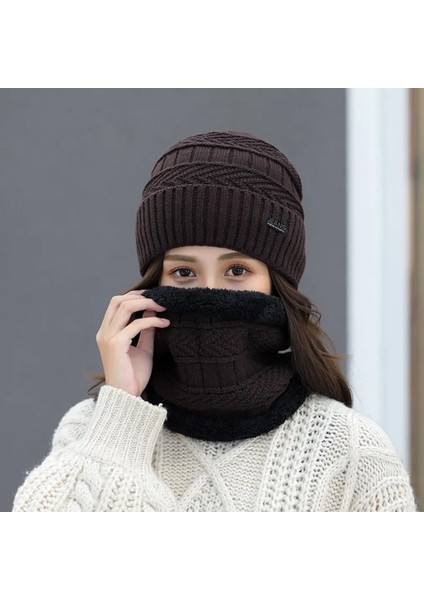 Kahverengi Tarzı Yüksek Li Moda Önlük Şapka Çift Kullanımlı Şapkalar Sonbahar ve Kış Artı Kadife Kalın Şapkalar Moda Örgü Sıcak Kap Moda Soğuk Kapaklar (Yurt Dışından) indirimleri