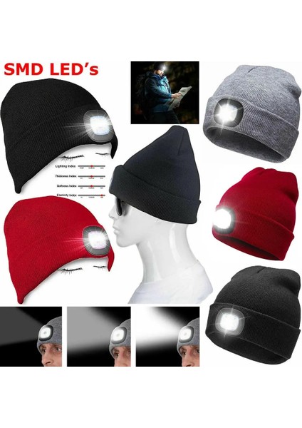 Siyah Stil Unisex Örme Sıcak LED Işıklı Kap Sıcak Kasketleri Akülü Şapka Kap Far Açık Avcılık Kamp Balıkçılık (Yurt Dışından) modelleri