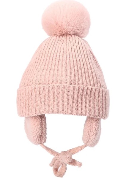 Siyah Stil Kış Çocuk Şapka Peluş Kulak Flap Örgü Kalın Bere Kap Kaburga Manşet Pom Astarlı Sıcak Şapka Noel Yeni Yıl Için (Yurt Dışından) indirimleri