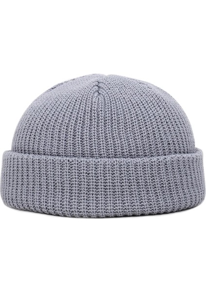 Gri Tarzı Moda Erkek Bere Kış Örgü Şapka Erkek Kafatası Denizci Kap Manşetleri Retro Donanma Kısa Şapka Düz Renk Unisex Sonbahar Sıcak (Yurt Dışından)