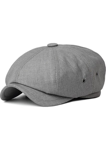 Haki Tarzı S Beden Yeni Erkek Rahat Gazeteci Şapkası Ilkbahar Yaz Nefes Retro Bere Şapka Vahşi Rahat Şapkalar Unisex Sekizgen Kap Moda Katı Düz (Yurt Dışından)