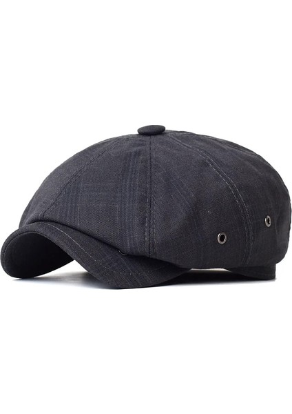 Haki Tarzı S Beden Yeni Erkek Rahat Gazeteci Şapkası Ilkbahar Yaz Nefes Retro Bere Şapka Vahşi Rahat Şapkalar Unisex Sekizgen Kap Moda Katı Düz (Yurt Dışından)