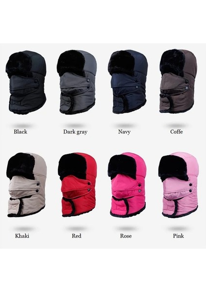 Kahverengi Tarzı Yeni 8 Renk Kadın Erkek Kış Şapka Polyester Rüzgar Geçirmez Sıcak Taklit Kürk Rus Şapka Çıkarılabilir Maske ile Açık Kış Kap (Yurt Dışından) indirimleri