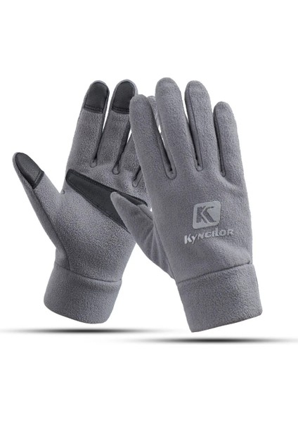 Gri Tarzı M Boyutu Kış Isıtıcı Polar Astar Dokunmatik Ekran Eldiveni Guantes Tam Parmak Kayak Bisiklet Açık Spor Rüzgar Geçirmez Su Geçirmez Eldiven (Yurt Dışından)