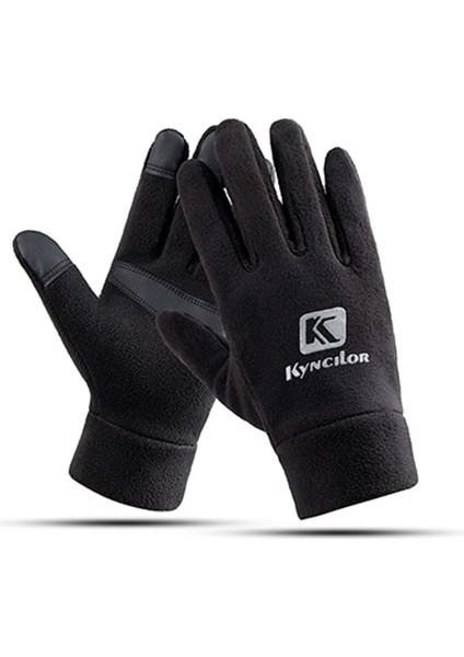 Gri Tarzı M Boyutu Kış Isıtıcı Polar Astar Dokunmatik Ekran Eldiveni Guantes Tam Parmak Kayak Bisiklet Açık Spor Rüzgar Geçirmez Su Geçirmez Eldiven (Yurt Dışından)