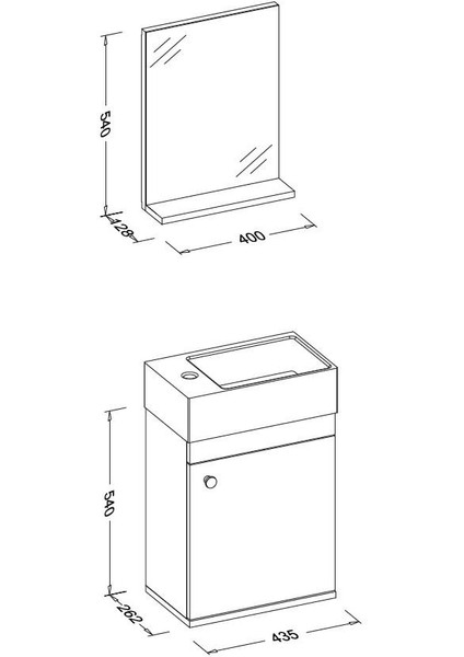 Ece City 45 Banyo Dolabı Seti Beyaz