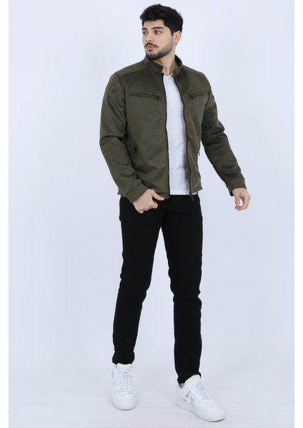 Stil Kombin Göğüs Fermuarlı Hakim Yaka Süet Mevsimlik Mont PLDP 2904 modelleri