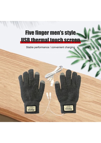 Siyah Stil 3 Çift Isıtmalı Örgü Tam Parmak Eldivenler Rüzgar Geçirmez USB Elektrikli Isıtma Eldivenleri Taşınabilir Sabit Sıcaklık El Isıtıcı (Yurt Dışından)
