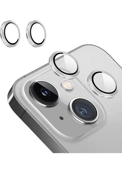 iPhone 14 Kamera Koruyucu Lens Alüminyum Alışımlı Cam (gümüş)