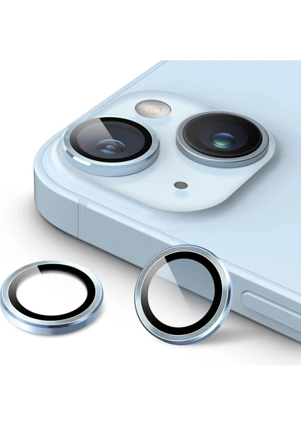 iPhone 14 Kamera Koruyucu Lens Alüminyum Alışımlı Cam (mavi)