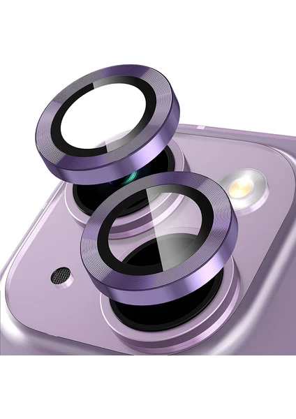 iPhone 14 Kamera Koruyucu Lens Alüminyum Alışımlı Cam (mor)