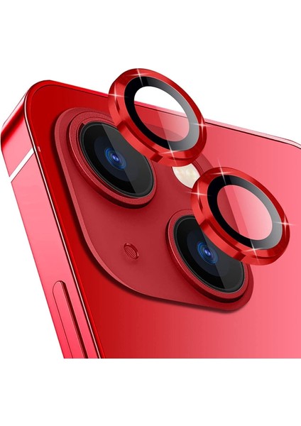 iPhone 14 Plus Kamera Koruyucu Lens Alüminyum Alışımlı Cam (kırmızı)