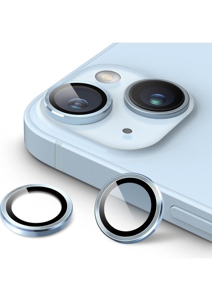 iPhone 14 Plus Kamera Koruyucu Lens Alüminyum Alışımlı Cam (mavi)